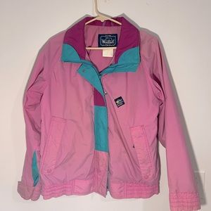 Vtg 90s Women's Woolrich Sigmet Gear Nylon Jacket Pink Green Color Block Size S